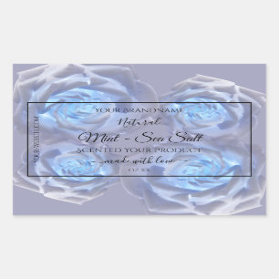 Floral Product Labels Luminous Light Blue Roses