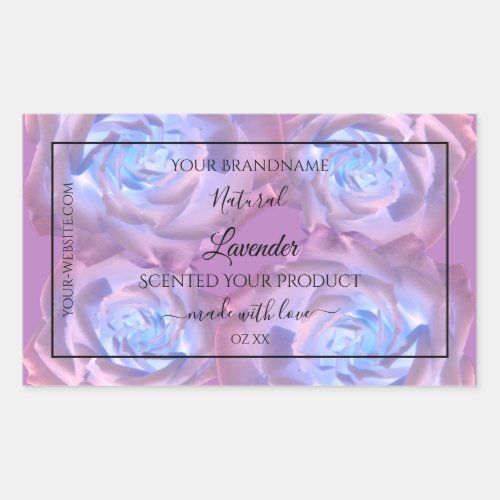 Floral Product Labels Luminous Purple Blue Roses