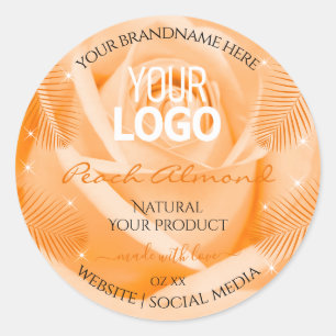 Floral Product Labels Orange Rose Palm Leaves Logo
