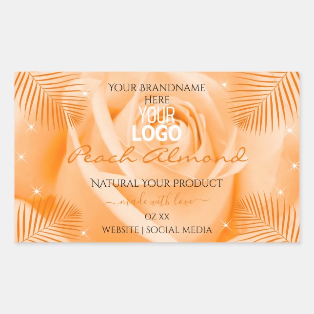 Floral Product Labels Orange Rose Palm Leaves Logo (Front)