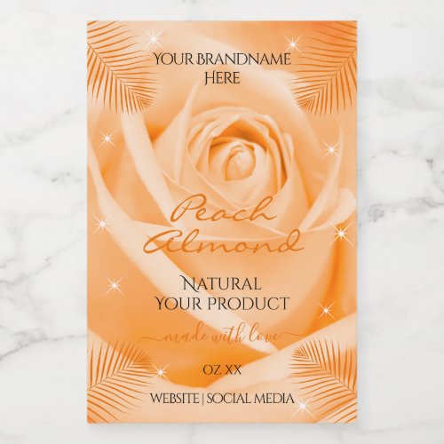 Floral Product Labels Orange Rose with Palm Leaves