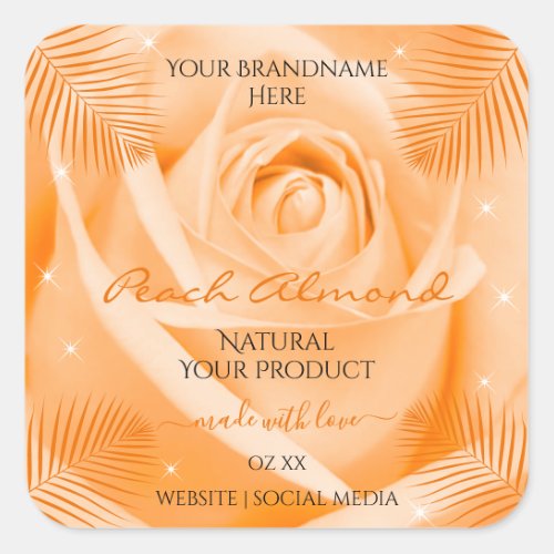 Floral Product Labels Orange Rose with Palm Leaves