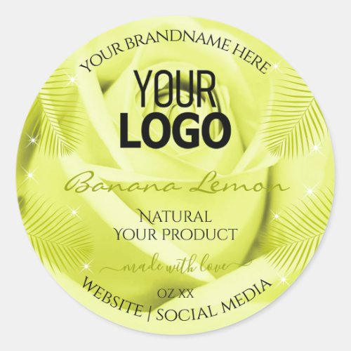 Floral Product Labels Yellow Rose Palm Leaves Logo