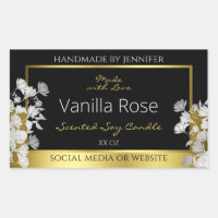 Floral Product Packaging Labels Black Gold Silver