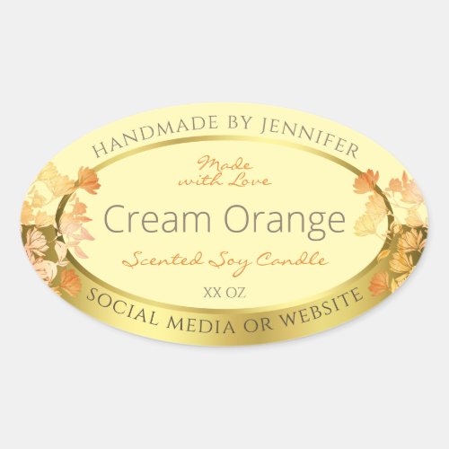 Floral Product Packaging Labels Cream Orange Gold