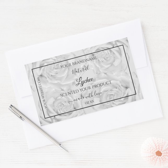 Floral Product Packaging Labels Light Gray Roses (Envelope)