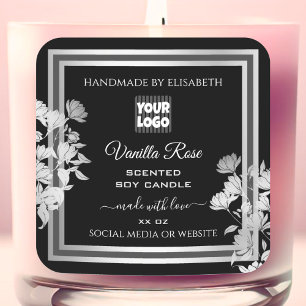 Floral Product Packaging Labels Logo Black Silver