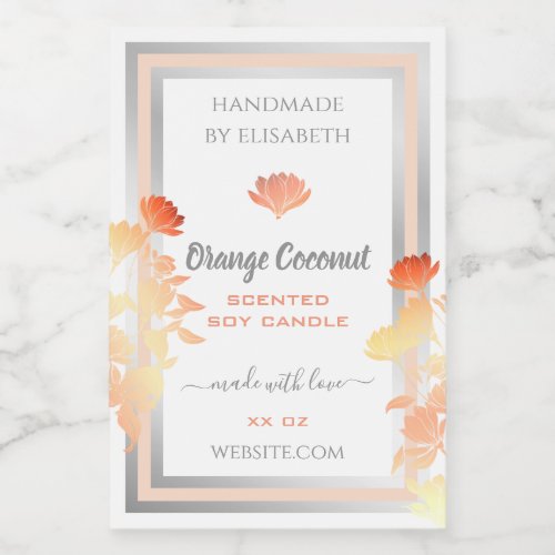 Floral Product Packaging Labels White and Orange