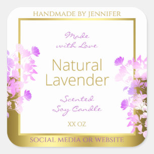 Floral Product Packaging Labels White Gold Purple