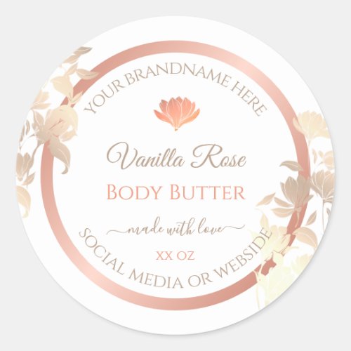 Floral Product Packaging Labels White Rose Gold