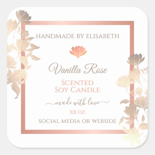 Floral Product Packaging Labels White Rose Gold