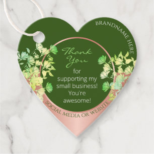 Floral Product Supplies Forest Green and Rose Gold Favor Tags