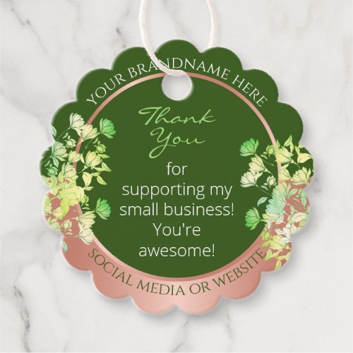 Floral Product Supplies Forest Green and Rose Gold Favor Tags