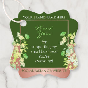 Floral Product Supplies Forest Green and Rose Gold Favor Tags