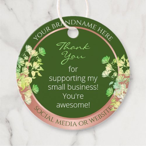 Floral Product Supplies Forest Green and Rose Gold Favor Tags