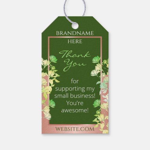 Floral Product Supplies Forest Green and Rose Gold Gift Tags