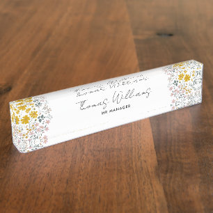 Floral Professional Office Desk Modern Desk Name Plate