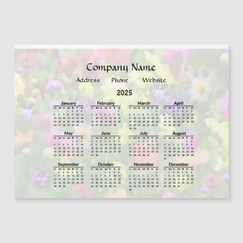 Floral Promotional 2025 Calendar Magnetic Card