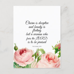 Floral Proverbs 31:30  Postcard