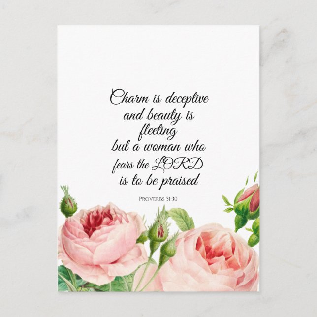 Floral Proverbs 31:30  Postcard (Front)