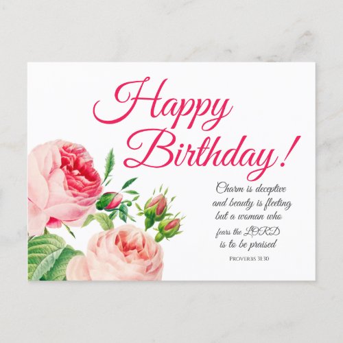 Floral Proverbs 31 Birthday Postcard