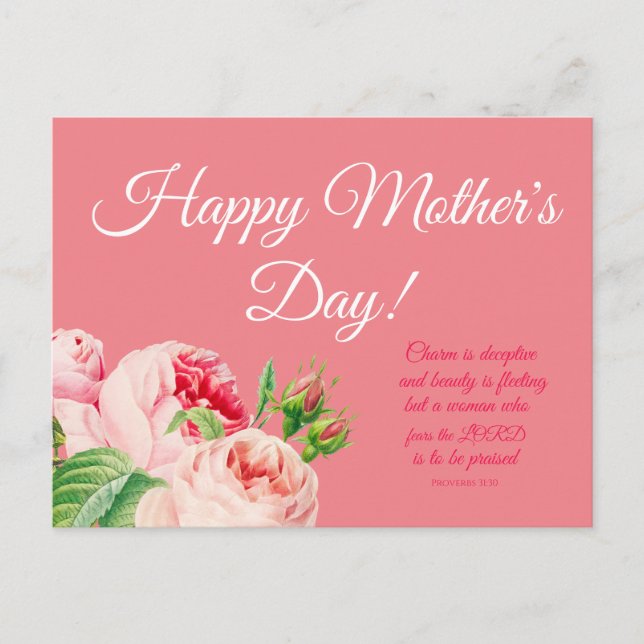 Floral Proverbs 31 Mother's Day Postcard (Front)