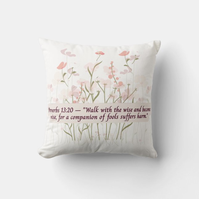 Floral Proverbs Throw Pillow (Front)