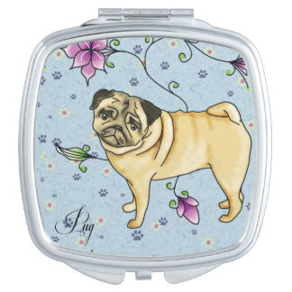 Floral Pug Compact Mirror