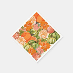 Floral Pumpkin 1st Birthday Fall Napkins