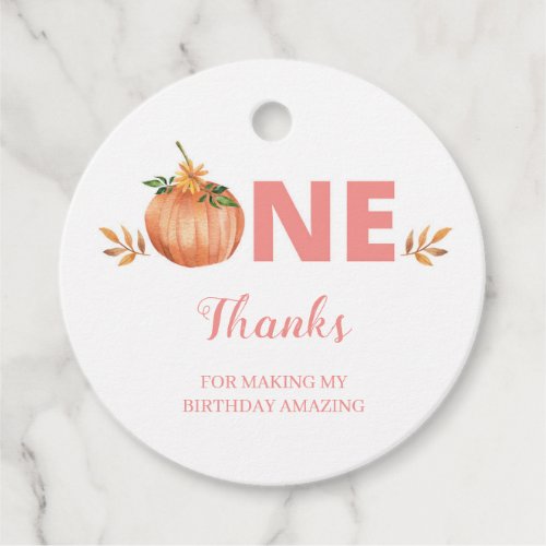 Floral Pumpkin 1st Birthday Party Favor Tags