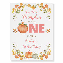 Floral Pumpkin 1st Birthday Party Invitation