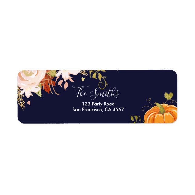 Floral Pumpkin Address Labels Fall Autumn Neutral (Front)