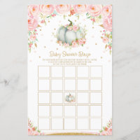 Floral Pumpkin Baby Shower Bingo Game Activity