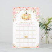 Floral Pumpkin Baby Shower Bingo Game Activity (Standing Front)