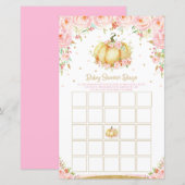 Floral Pumpkin Baby Shower Bingo Game Activity (Front/Back)