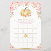 Floral Pumpkin Baby Shower Bingo Game Activity (Front)