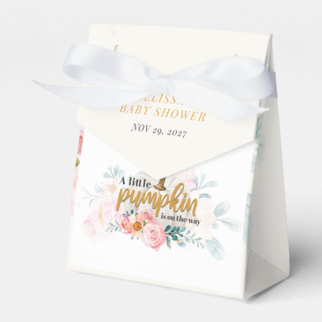 Floral Pumpkin Baby Shower Botanical Favor Boxes (Front Side)