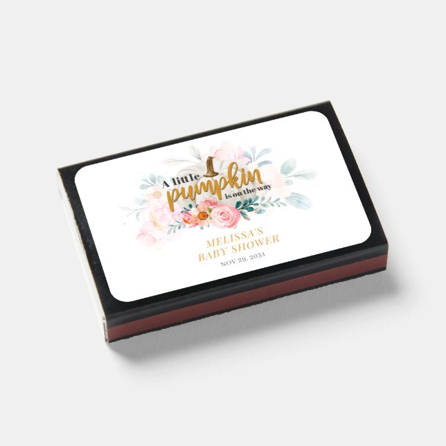 Floral Pumpkin Baby Shower Botanical Matchboxes (Front Closed)