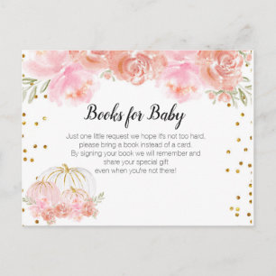 Floral Pumpkin Baby Shower - Bring a book insert Invitation Postcard