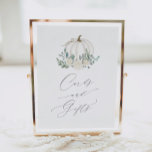 Floral Pumpkin Baby Shower Cards and Gifts Sign<br><div class="desc">Let your guests know where to leave their gifts with this elegant sign,  featuring a watercolor pumpkin and greenery.</div>