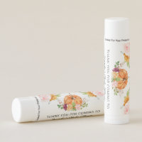 Floral pumpkin baby shower favors. Fall Lip Balm