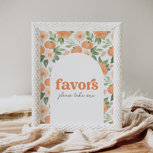 Floral Pumpkin Baby Shower Favors Sign (Creator Uploaded)