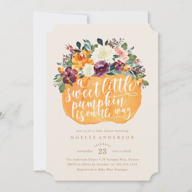 Floral Pumpkin Baby Shower Invitation (Front)
