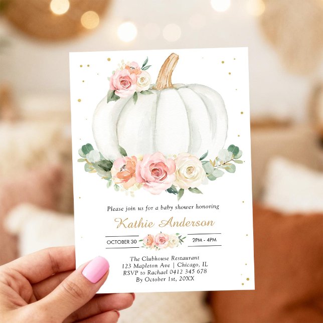 Floral Pumpkin Baby Shower Invitation (Creator Uploaded)