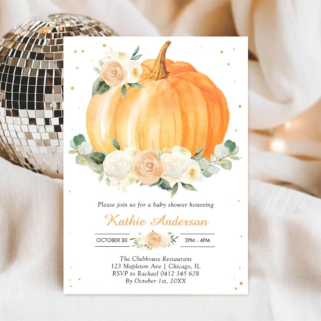 Floral Pumpkin Baby Shower Invitation (Creator Uploaded)