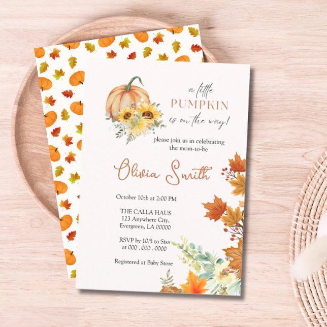 Floral Pumpkin Baby Shower Invitation (Floral Pumpkin Baby Shower Invite)