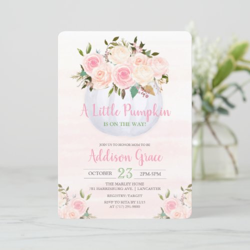 Floral Pumpkin Baby Shower Invitation