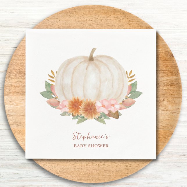 Floral Pumpkin Baby Shower Napkins (Creator Uploaded)