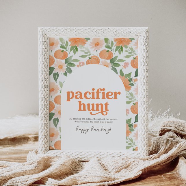 Floral Pumpkin Baby Shower Pacifier Hunt Sign (Creator Uploaded)