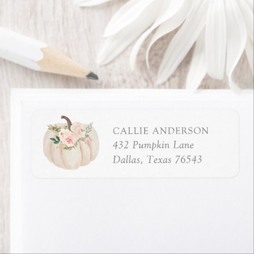 Floral Pumpkin Baby Shower Return Address Label